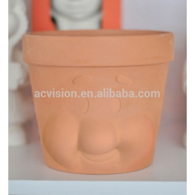 unique custom souvenir child paintable Clay Terracotta pots with brush and pigment wholesale